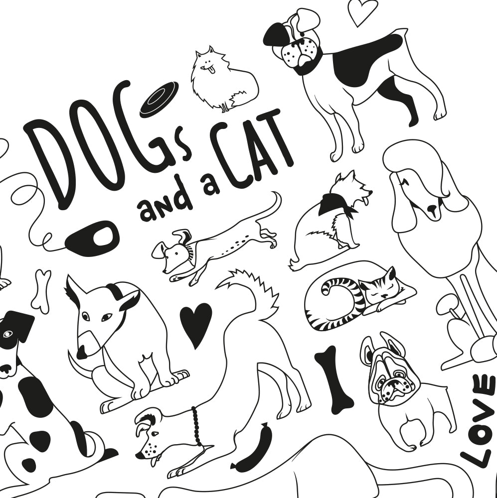 Dogs and a cat
