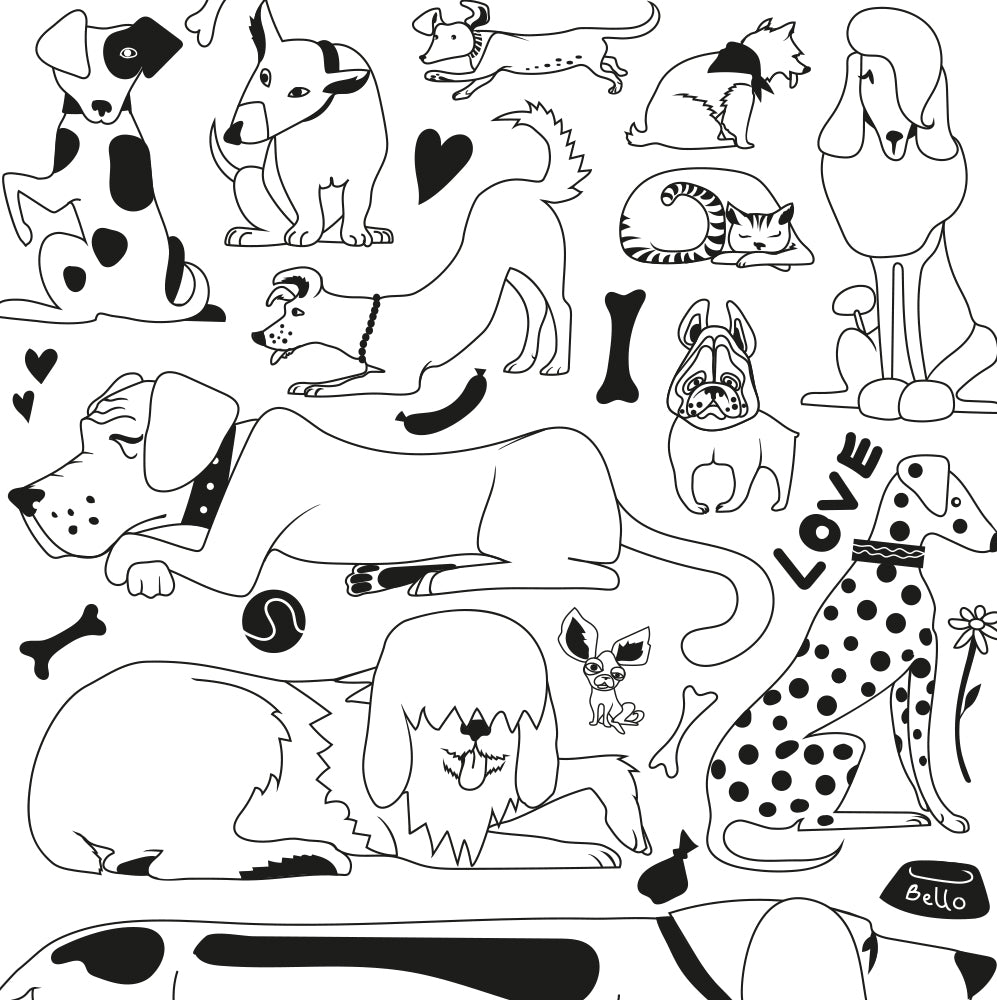 Dogs and a cat