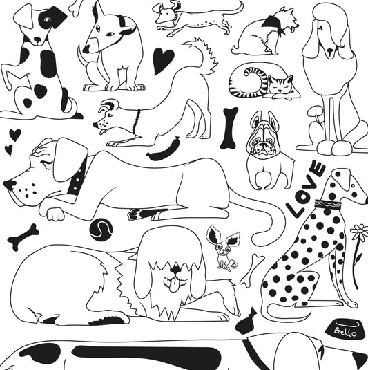 Dogs and a cat